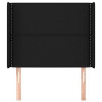 Hoofdbord met randen 83x16x118/128 cm stof zwart - thumbnail