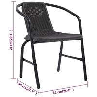 Tuinstoelen 8 st 110 kg kunststof rattan en staal - thumbnail