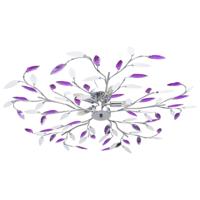 Plafondlamp met acryl kristallen bladarmen voor 5xE14 paars - thumbnail