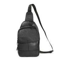 6023 casual Litchi textuur zachte gezicht echt leer één schouder Cross Body tas voor mannen (zwart) - thumbnail