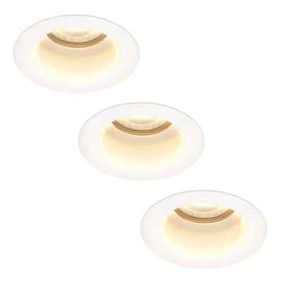 Set van 3 Mari - LED platte inbouwspots met lage inbouwdiepte - 6 Watt 570 Lumen - 2700K Warm wit - GU10 LED Module - Verzonken - Dimbaar - Rond - IP65 waterdicht - Wit