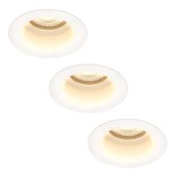 Set van 3 Mari - LED platte inbouwspots met lage inbouwdiepte - 6 Watt 570 Lumen - 2700K Warm wit - GU10 LED Module - Verzonken - Dimbaar - Rond - IP65 waterdicht - Wit - thumbnail