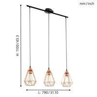 Eglo Vintage eettafel hanglampTarbes 3-lichts koper met zwart - 94195 - thumbnail