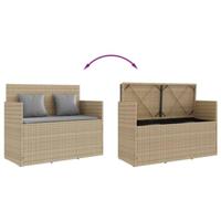 Tuinbank met kussens poly rattan beige - thumbnail