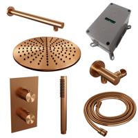 Brauer Copper Carving Regendoucheset inbouw - hoofddouche 30cm - carving knop - handdouche Staaf 1 stand - PVD - geborsteld koper 5-GK-122 - thumbnail