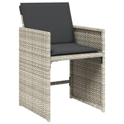 Tuinstoelen 4 st met kussens poly rattan lichtgrijs - thumbnail