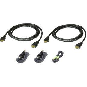 ATEN KVM Aansluitkabel [1x HDMI-stekker, USB-A 2.0 stekker, Jackplug male 3,5 mm - 1x HDMI-stekker, Jackplug male 3,5 mm, USB 2.0 bus B] 1.80 m Zwart