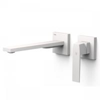 Wastafelmengkraan Wastafelmengkraan Inbouw Tres Slim Exclusive 2 Delen Lange Rechte Uitloop en Hendel Mat Wit Tres - thumbnail