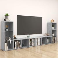 Tv-meubelen 4 st 107x35x37 cm bewerkt hout betongrijs - thumbnail