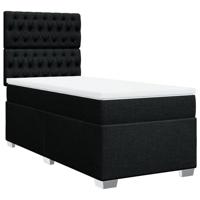 Boxspring met matras stof zwart 140x190 cm - thumbnail
