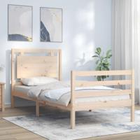 Bedframe met hoofdbord massief hout 100x200 cm - thumbnail
