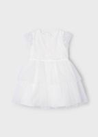 Mayoral Zomer jurk tule pailletten meisjes - natural wit - thumbnail