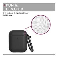 U by UAG [U] DOT Soft Touch siliconen hoes Apple Airpods 2 (2019) / Apple Airpods 1 (2016) [Wireless Charging compatibel (LED zichtbaar), Lightning-aansluiting afdekking, karabijnhaak] zwart - thumbnail