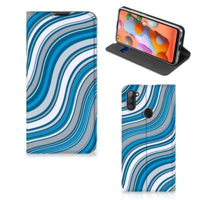 Samsung Galaxy M11 | A11 | Hoesje met Magneet | Waves Blue Samsung Galaxy M11 | A11 | Hoesje met Magneet | Waves Blue