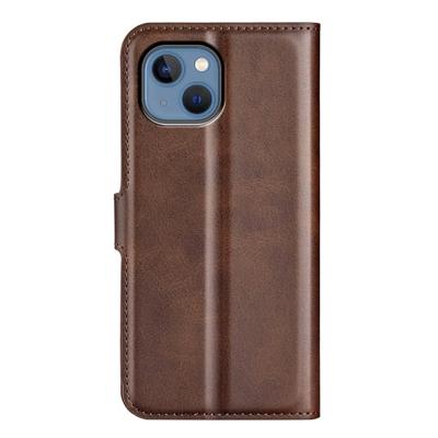 Casecentive Leren Wallet case met sluiting iPhone 14 Pro donkerbruin
