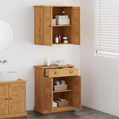 Badkamermeubelset met plank VIGO 2 pcs Bruin en Honingbruin