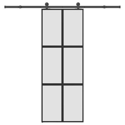 Schuifdeur met beslag 76x205 cm gehard glas en aluminium