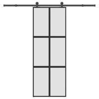 Schuifdeur met beslag 76x205 cm gehard glas en aluminium - thumbnail