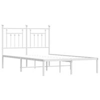 Bedframe met hoofdbord metaal wit 120x200 cm - thumbnail