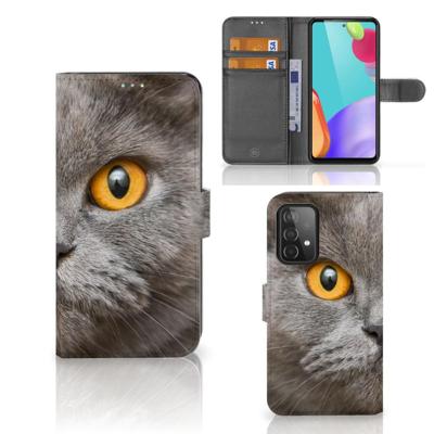 Telefoonhoesje | Met pasjeshouder | Samsung Galaxy A52 Britse Korthaar Telefoonhoesje | Met pasjeshouder | Samsung Galaxy A52 Britse Korthaar