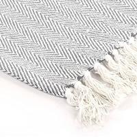 Plaid visgraat 125x150 cm katoen grijs - thumbnail