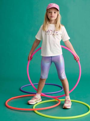 Sportset voor meisjes T-shirt + iriserende kniebroek lila