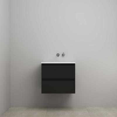 On-Line Onderkast - 60 cm - Voorgemonteerd - Acryl Wastafel - zonder Kraangat - Mat Zwart