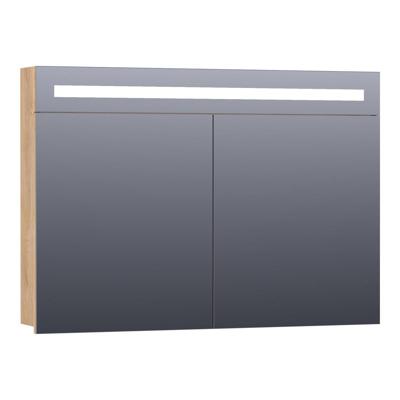 Brauer Promise Spiegelkast - 100 cm - met Directe Verlichting - 2 Enkelzijdige Spiegeldeuren - Forest Tan
