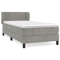Boxspring met matras fluweel lichtgrijs 90x200 cm - thumbnail