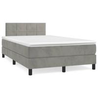Boxspring met matras fluweel lichtgrijs 120x200 cm - thumbnail
