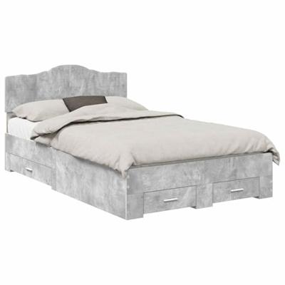 Bedframe met hoofdeinde Beton Grijs 120 x 190 cm Bewerkt hout