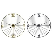 Muurklok DKD Home Decor Zwart Gouden Metaal 60 x 3 x 60 cm Modern (2 Stuks) - thumbnail