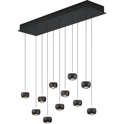 LED Hanglamp - Musterring Cannon - 11 Lichtpunten van 5 Watt - Rechthoek - Dimbaar - Aanpasbare Lichtkleur - Hoogte Aanpasbaar - Geheugenfunctie - Nachtlamp - Mat Zwart - Metaal