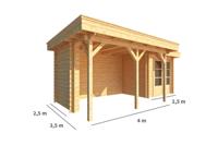 Blokhut, tuinhuisje met overkapping Lisa-Juna 650 cm bij 250 cm diep plat dak 8 Warentuin Collection - Warentuin collection - thumbnail