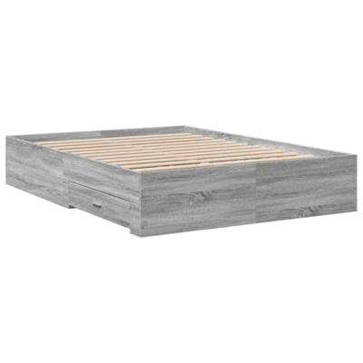 Bedframe met lades bewerkt hout grijs sonoma eiken 135x190 cm