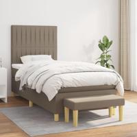 Boxspring met matras stof taupe 90x190 cm - thumbnail