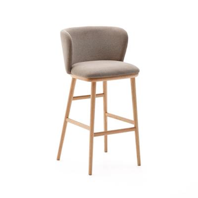 Kave Home Ciselia barkruk H75 chenille Bruin poot hout