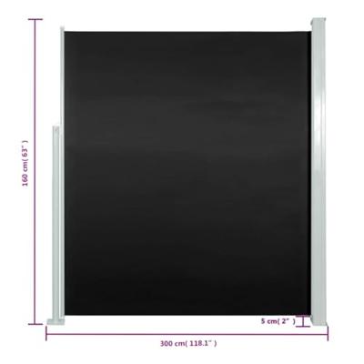 VidaXL Tuinscherm uittrekbaar 160x300 cm zwart