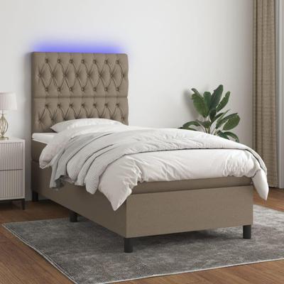 Boxspring met matras en LED stof taupe 90x190 cm