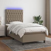 Boxspring met matras en LED stof taupe 90x190 cm - thumbnail