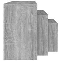 3-delige Tafeltjesset bewerkt hout grijs sonoma - thumbnail