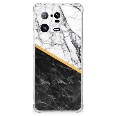 Xiaomi 13 Pro Anti-Shock Hoesje Marmer Wit Zwart - Origineel Cadeau Man Xiaomi 13 Pro Anti-Shock Hoesje Marmer Wit Zwart - Origineel Cadeau Man