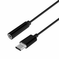 AISENS - A109-0385 USB-C naar audio-converter in Apple-stijl, USB-C/M-Jack 3,5/H, zwart, 15 cm - thumbnail