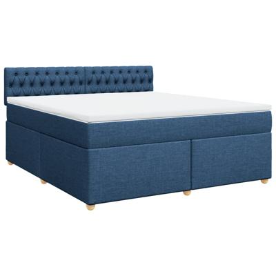 Boxspring met matras stof blauw 200x200 cm