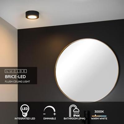 Lucide BRICE-LED - Plafonnière Badkamer - Ø 11,7 cm - LED Dimb. - 1x8W 3000K - IP44 - Zwart Lucide BRICE-LED - Plafonnière Badkamer - Ø 11,7 cm - LED Dimb. - 1x8W 3000K - IP44 - Zwart