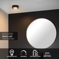 Lucide BRICE-LED - Plafonnière Badkamer - Ø 11,7 cm - LED Dimb. - 1x8W 3000K - IP44 - Zwart - thumbnail