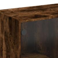Hoge kast met deuren 68x37x142 cm bewerkt hout gerookt eiken - thumbnail