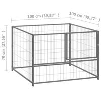 Hondenkennel 100x100x70 cm staal zilverkleurig - thumbnail