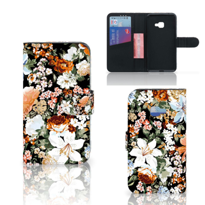 Hoesje voor Samsung Galaxy Xcover 4 | Xcover 4s Dark Flowers | Portemonnee hoesje Hoesje voor Samsung Galaxy Xcover 4 | Xcover 4s Dark Flowers | Portemonnee hoesje