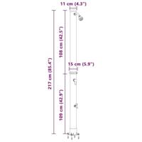 VidaXL Buitenzonne-douche zwart 217 cm pvc en aluminium - thumbnail